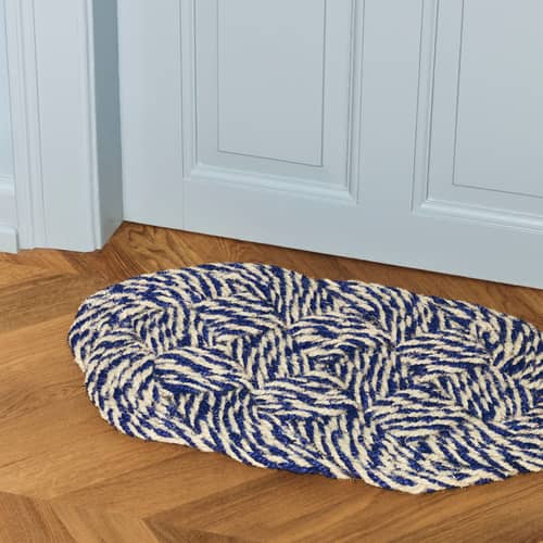 Paillasson Swirl Coco bleu / 40 x 80 cm - Hay - Bleu & blanc cassé - Fibre de coco