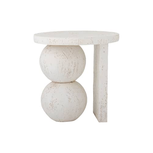 Table d\'appoint Tally / Ø 46 x H 46 cm - Résine effet pierre - Bloomingville - Blanc - Résine effet pierre