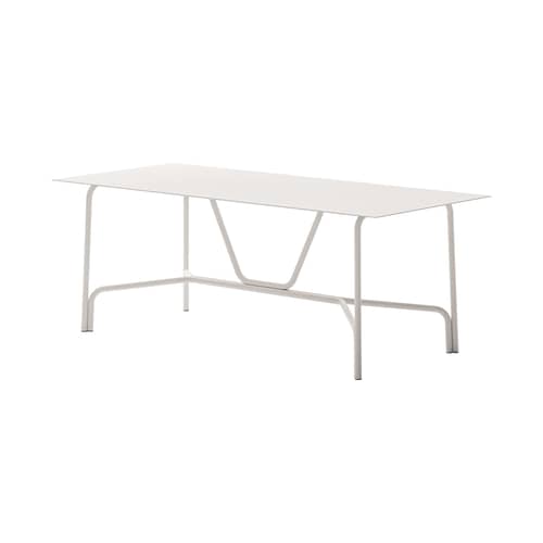 Table rectangulaire Salo métal beige / 203 x 90 cm - Unopiu - Sable - Aluminium thermolaqué