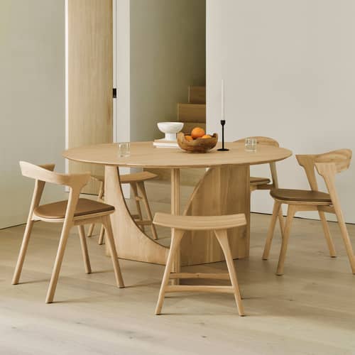 Table ronde Geometric bois naturel / Ø 150 cm - 8 personnes - Ethnicraft - Chêne naturel - Chêne massif huilé