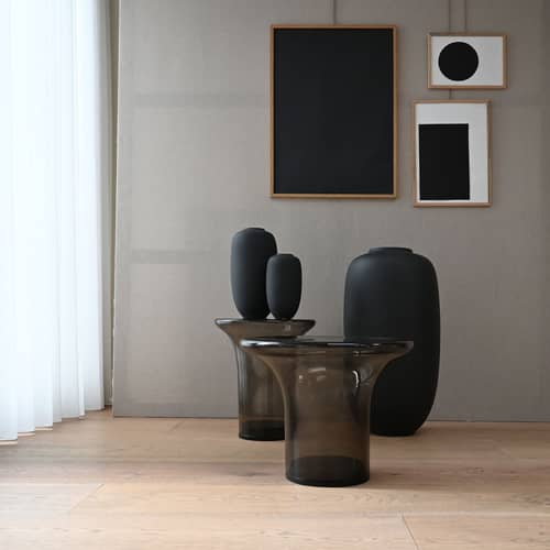 Vase Sunao Slim Hexa / Ø 35 x H 68 cm - 101 COPENHAGEN - Noir - Céramique émaillée