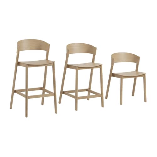 Tabouret de bar Cover bois multicolore H 65 cm - Bois/ Modèle d\'expo - Muuto - Chêne - Chêne massif, Contreplaqué