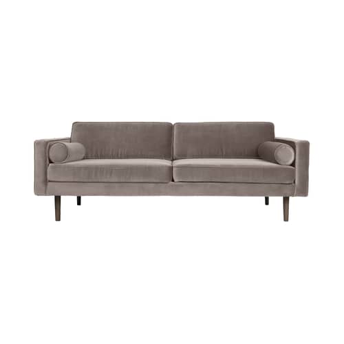 Canapé droit Wind tissu gris / L 200 cm - Velours - BROSTE COPENHAGEN - Gris-rosé - Aggloméré, Chêne huilé teinté, Mousse, Velours polyester