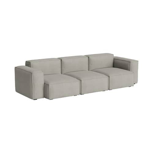 Canapé droit Mags Soft Low Armrest n°1 gris clair / 3 places - L 278.5 cm - Hay - Gris clair (tissu Turf) - Contreplaqué, Mousse polyuréthane HR, Tissu