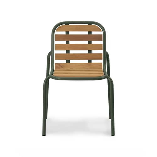 Chaise empilable Vig Wood bois naturel - Normann Copenhagen - Vert foncé / Bois - Acier thermolaqué, Bois de robinier huilé