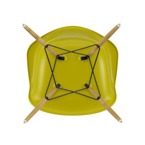 Fauteuil DAW - Eames Plastic Armchair plastique jaune / (1950) - Pieds bois clair - Vitra - Jaune moutarde / Bois clair - Érable massif, Polypropylène