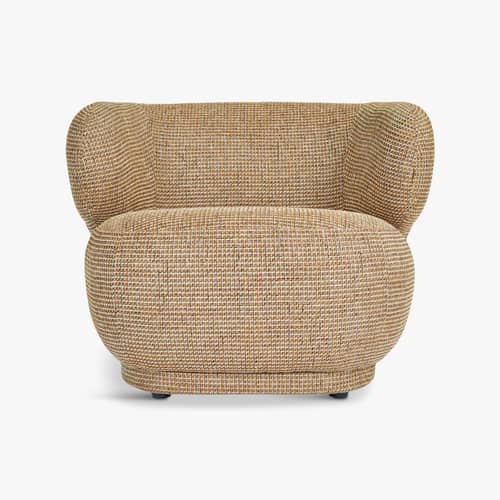 Fauteuil rembourré Giulia tissu jaune - NV GALLERY - Jaune (tweed) - Bois certifié FSC, Mousse haute densité, Tissu Tweed