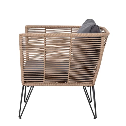 Fauteuil rembourré Mundo / Fils PVC - Bloomingville - Taupe / Tissu gris foncé - Acier laqué, Tissu polyester