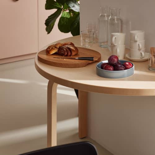 Aalto 95 Half-moon table natural wood / 120 x 60 cm - Alvar Aalto, 1933 - ARTEK - Natural birch - Birch veneer, Laminated birch wood