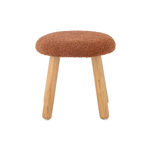 Kinderhocker Aksel textil braun / H 29 cm - Bloomingville - Terracotta / Holz, natur - Furnier, Gummibaum-Holz, Polyesterfaser