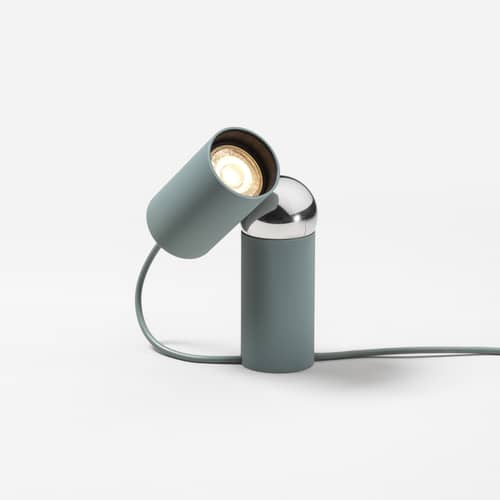 Lampe de table Bilboquet plastique vert / Orientable - Flos - Sauge - Acier, Polycarbonate
