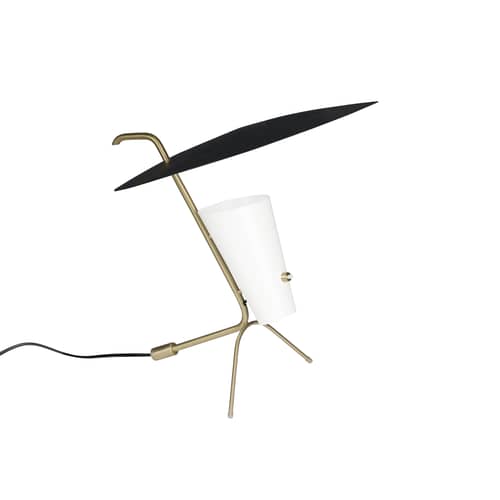 Lampe de table G24 métal noir / Réédition 1953, Pierre Guariche - H42 cm - SAMMODE STUDIO - Noir mat - Aluminium, Laiton