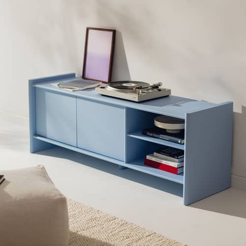 Meuble TV Rali bois rouge / L 160 x H 58 cm - NOO.MA - Vin de myrtille - MDF