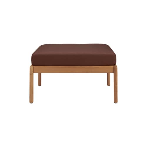 Outdoor-Hocker Jack Outdoor textil holz rot / 71 x 54 cm - Teakholz - Ethnicraft - Bordeaux - Massives Teakholz, Polypropylen-Stoff, Schaumstoff