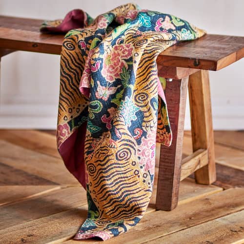 Plaid Lester  / 152 x 127 cm - Bloomingville - Multicolore & noir - Coton