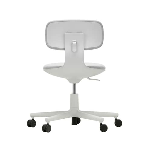 Sessel mit Rollen Rookie textil grau H 39 bis 51 cm - Vitra - Hellgrau (Stoff Plano) / Untergestell grau - Gewebe, Polyamid, Polypropylen, Polyurethan-Schaum