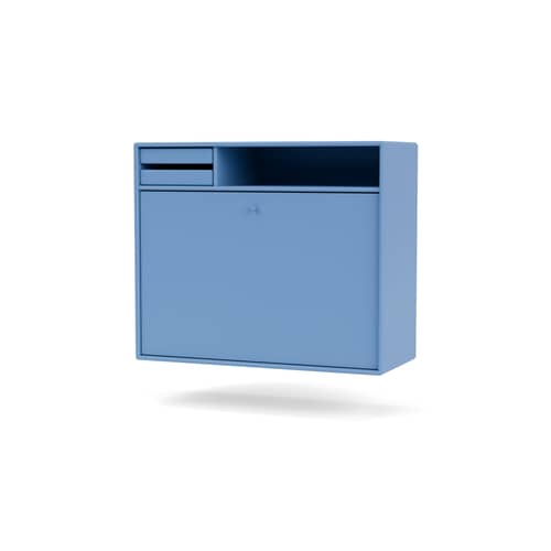 Wand-Schreibtisch Studio holz blau / B 69,6 x H 58,2 cm - MONTANA - Azure 154 - lackierte Holzfaserplatte