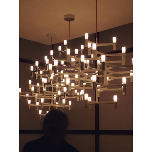 Suspension Crown Major métal blanc / Ø 113 cm - Nemo - Blanc - Aluminium, Verre sablé