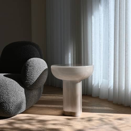 Table d\'appoint Crown Tall verre gris / Ø 45 x H 50 cm - 101 COPENHAGEN - Désert fumé - Verre soufflé bouche
