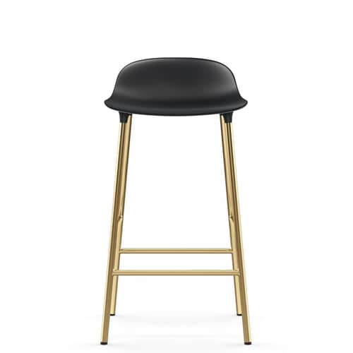 Tabouret de bar Form plastique noir / H 65 cm/ Modèle d\'exposition - Normann Copenhagen - Noir/ Laiton - Acier plaqué laiton, Polypropylène