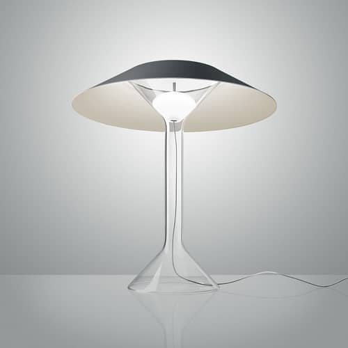 Tischleuchte Chapeaux LED metall grau / Ø 44 x H 47 cm - Foscarini - Grau - bemalter Stahl, Borosilikatglas
