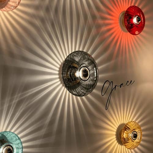 Applique Grace verre gris / Large - Ø 28 cm - ELEMENTS LIGHTING - Graphite - Métal, Verre