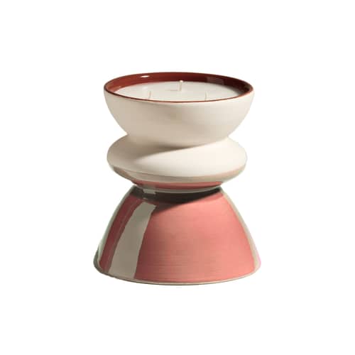 Bougie parfumée Tam tam / Ø 15 x H 18 cm - Maison Sarah Lavoine - Rose / Senteur Cumin boisé - Cire soja naturelle, Faïence émaillée
