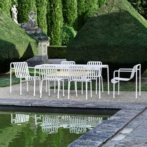 Fauteuil empilable Palissade Dining Large métal blanc / Bouroullec, 2016 - Hay - Blanc crème - Acier