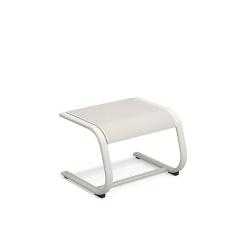 Holly Pouf textile white / Foot rest - Fabric / 65 x 52 cm - Emu - White cloth / White structure - Aluminium, Outdoor fabric