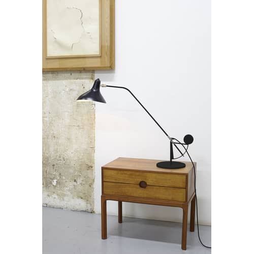 Lampada da tavolo Mantis BS3 metallo nero / H 84 cm -  Riedizione 1951 - DCW éditions - Nero - Acciaio, Alluminio