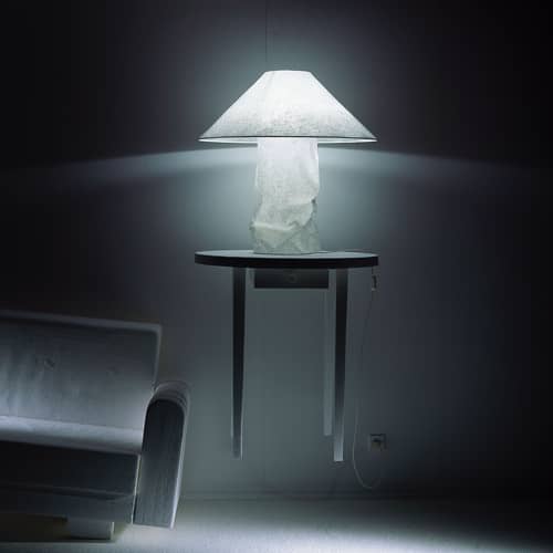 Lampe de table Lampampe papier blanc / Ingo Maurer, 1980 - Ø 75 x H 76 cm - Ingo Maurer - Blanc - Métal, Papier japonais