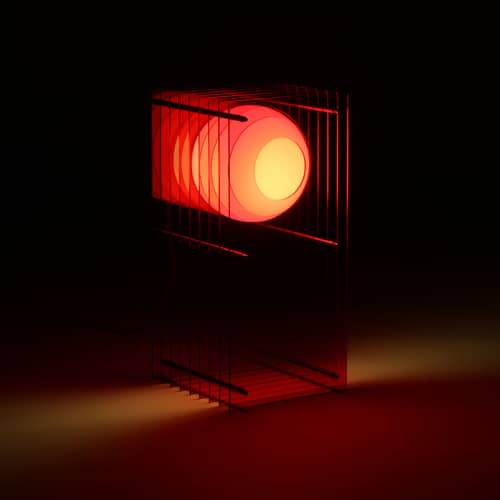 Lampe de table Lop Small Rectangle plastique rouge / Lauréat Archiproducts Design Award - BANG - Rouge - Acrylique, Inox, Verre