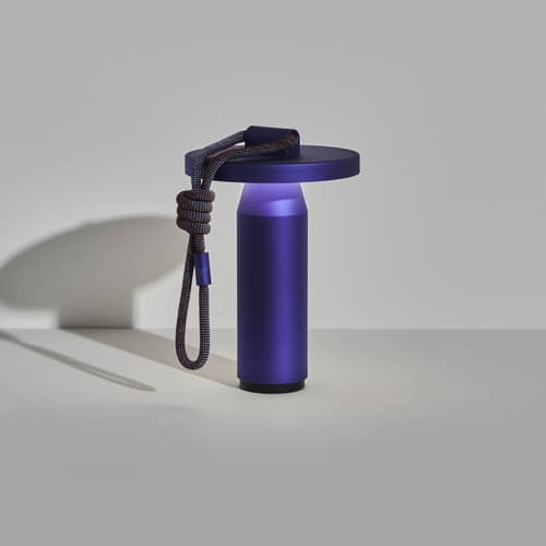 Lampe extérieur sans fil rechargeable Quasar LED métal bleu / H 26 cm - Petite Friture - Bleu - Aluminium anodisé, Polyester