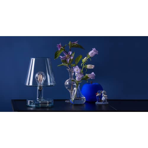 Lampe sans fil rechargeable Transloetje plastique transparent / LED - Ø 16 x H 25 cm - Fatboy - Transparent / Câble rouge - Polycarbonate