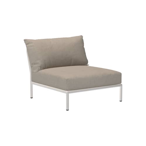Level 2 Easy chair textile beige / Extra-soft backrest - Houe - Ash beige (Heritage) / Muted white structure - Polyurethane foam, Powder coated steel, Sunbrella Heritage fabric