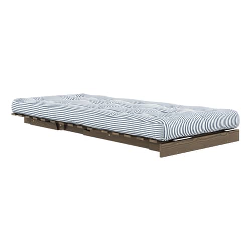 Fauteuil convertible Roots / Dormeuse & lit d\'appoint - 3 positions / Structure marron - KARUP DESIGN - Rayé bleu 611 / Bois marron - Fibres recyclées mélangées, Mousse, Pin massif certifié FSC laqué, Tissu