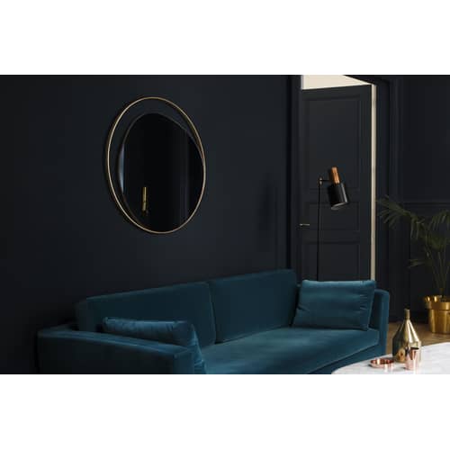 Miroir mural Ellipse or métal / Ø 80 cm - RED Edition - Miroir argent / Laiton - Bois, Laiton, Verre