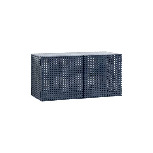 Portaoggetti da parete Perforated Cabinet Small metallo blu / L 89 x P 40 x H 45 cm - Hay - Acciaio Blu - Acciaio termolaccato
