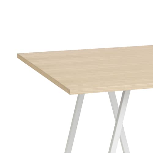 Loop Rectangular table natural wood / 200 x 92.5 cm - Hay - Natural oak / White legs - Oak veneer, Powder coated steel