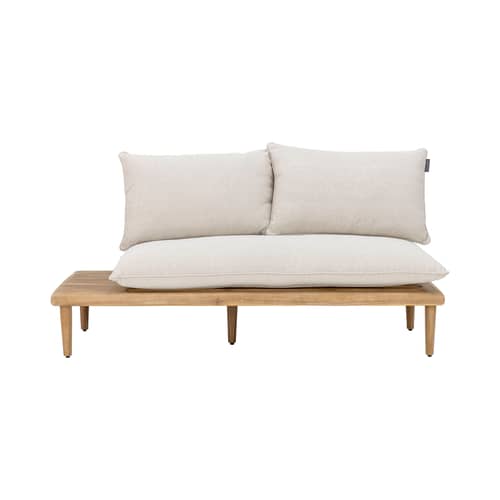 Salon de jardin Cesano / Canapé d\'angle + table basse - Bloomingville - Beige / Acacia naturel - Acacia massif certifié FSC, Mousse polyuréthane, Tissu polyester