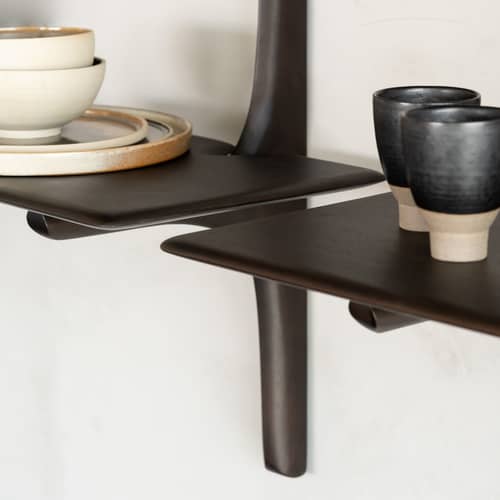 Scaffale PI legno marrone / 5 ripiani - Mogano massiccio / L 100 x H 196 cm - Ethnicraft - Marrone scuro Mogano - Mogano massiccio tinto