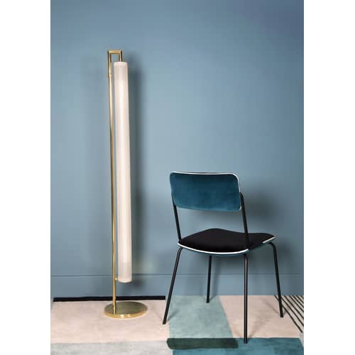 Sedia imbottita Double jeu tessuto blu nero / Velluto - Maison Sarah Lavoine - Blu Sarah / Nero - Acciaio laccato, Espanso, Legno, Velluto