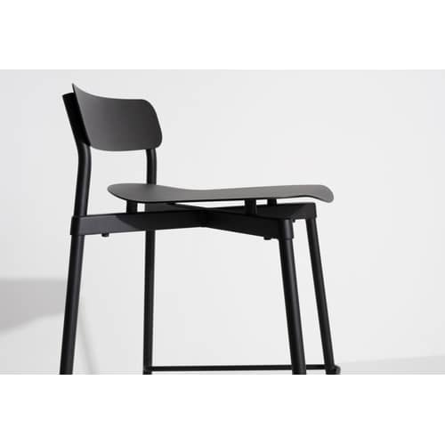 Sgabello alto impilabile Fromme metallo nero / H 75 cm - Alluminio - Petite Friture - Nero - Alluminio