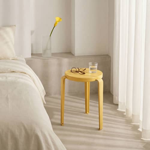 Tabouret empilable Lou Chroma bois jaune / Bois éco-certifié - TIPTOE - Jaune brioche - Acier, Bois éco-certifié