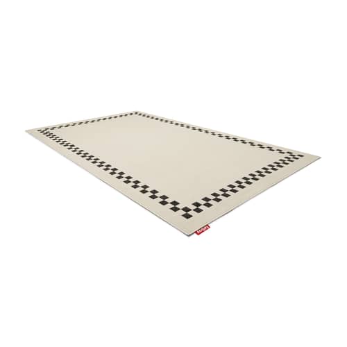 Tapis d\'extérieur Carpretty Grand / 300 x 200 cm - Fatboy - Check Border / Crème & anthracite - Polypropylène tissé