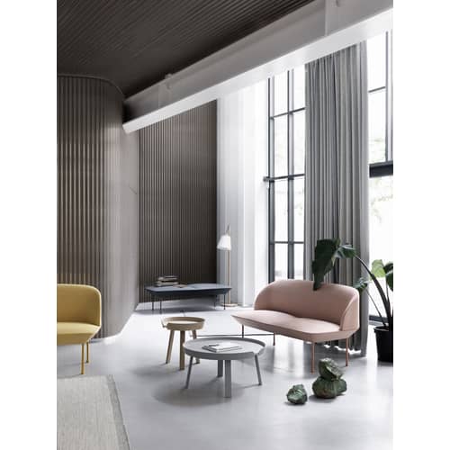 Tavolino basso Around XL / Ø 95 x H 36 cm - Muuto - Antracite - Frassino tinto