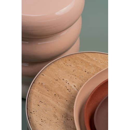 Tavolino d\'appoggio Chubby ceramica rosa / Ceramica - Ø34 x H44 cm - Pols Potten - Rosa brillante / Bianco opaco - Ceramica