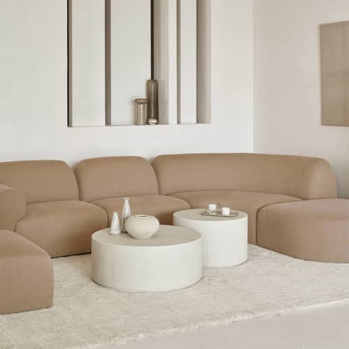 Tavolino Elements corian bianco / Ø 60 x H 37 cm - Microcemento - Ethnicraft - Ø 60 cm / Bianco - Microcemento