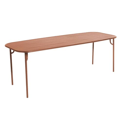 Tavolo rettangolare Week-end Large metallo marrone / 220 x 85 cm - Alluminio - Petite Friture - Terracotta - Alluminio