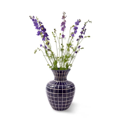 Vase Hamam Small céramique bleu / Ø 30 x H 40 cm - POLSPOTTEN - Bleu marine - Céramique émaillée